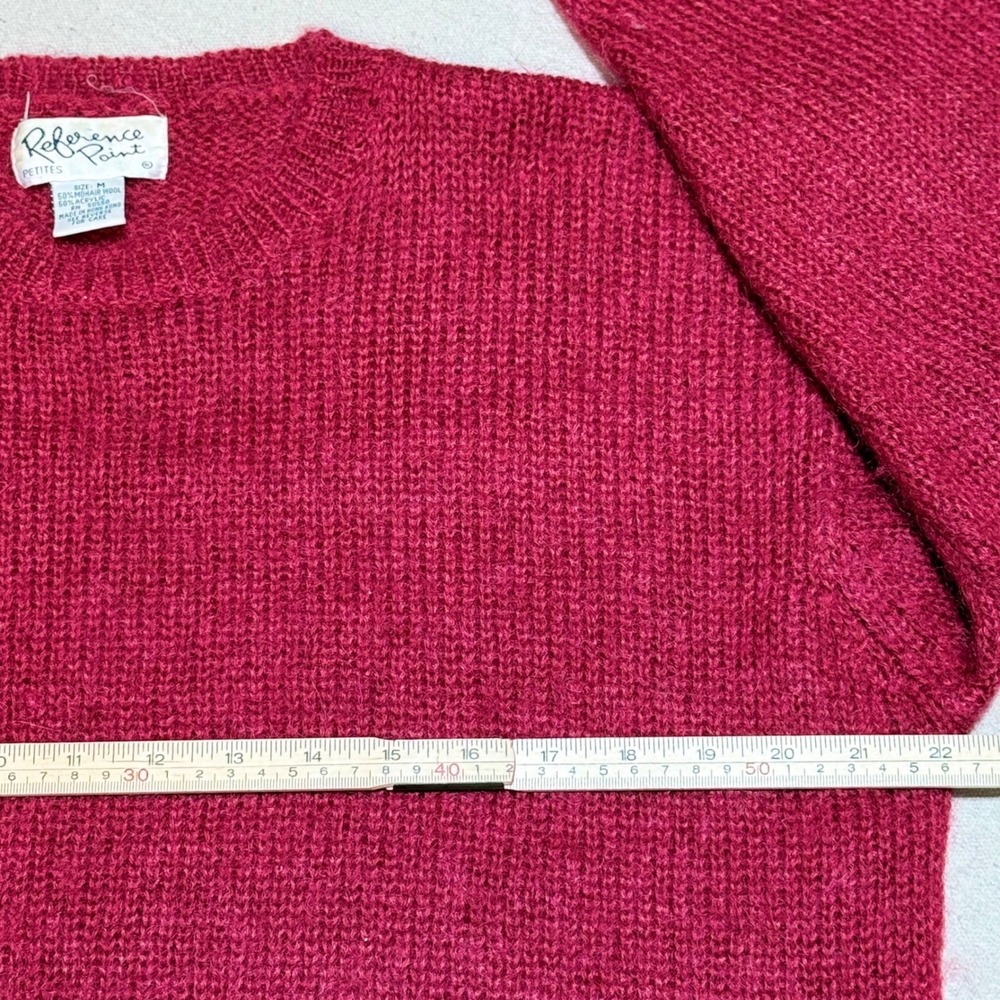 Reference Point Sweater Medium M Petite Mohair Wool Blend Fuzzy Knit Vintage - Picture 5 of 7